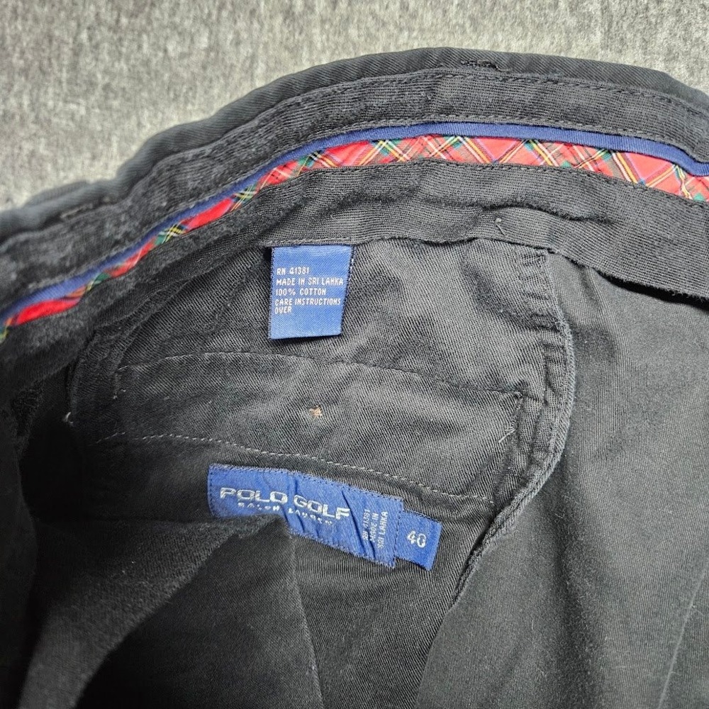 Polo Golf Ralph Lauren Shorts Mens 40 Black Cotton Flat Front Classic Logo - Picture 3 of 8
